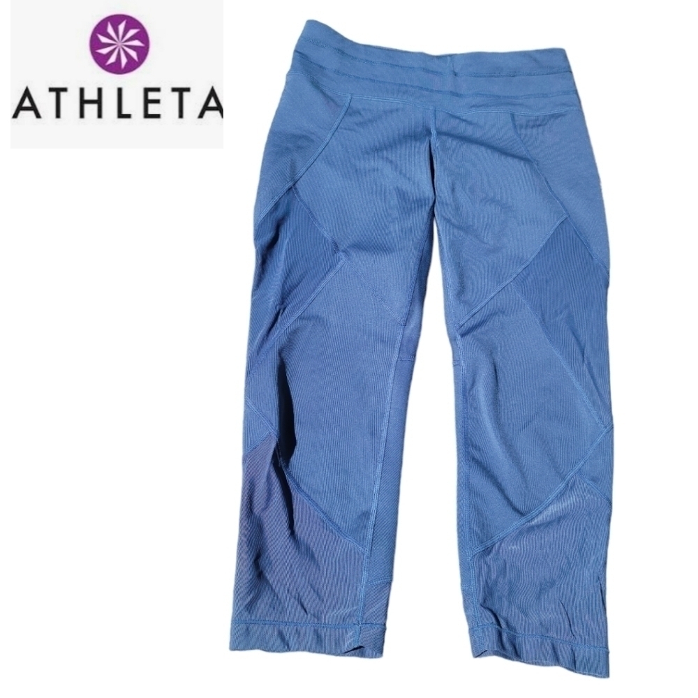ATHLETA Blue Aura Sonar Capri Yoga Size XS Workout Cropped Tight Leggings